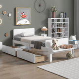 Twin Bed With Footboard Bench, 2 Drawers - White - Furniture Home Direct