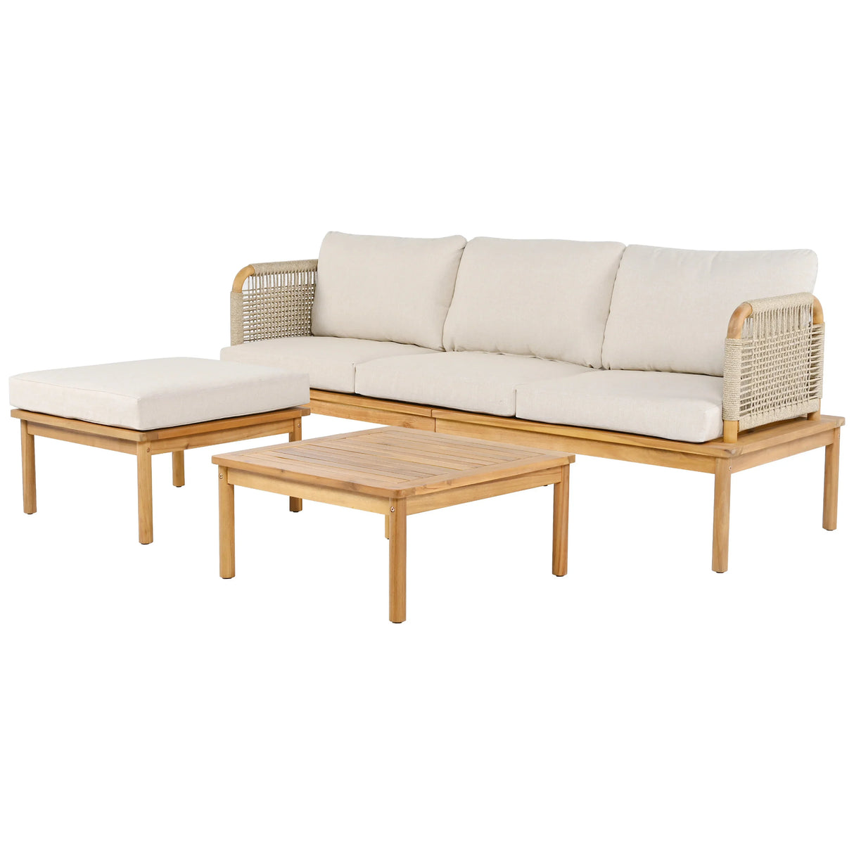 3-piece Outdoor Acacia Patio Set - Furniture Home Direct