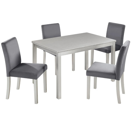 Dining Table Set, Table With A Rectangular Table And Upholstered Chairs - Furniture Home Direct