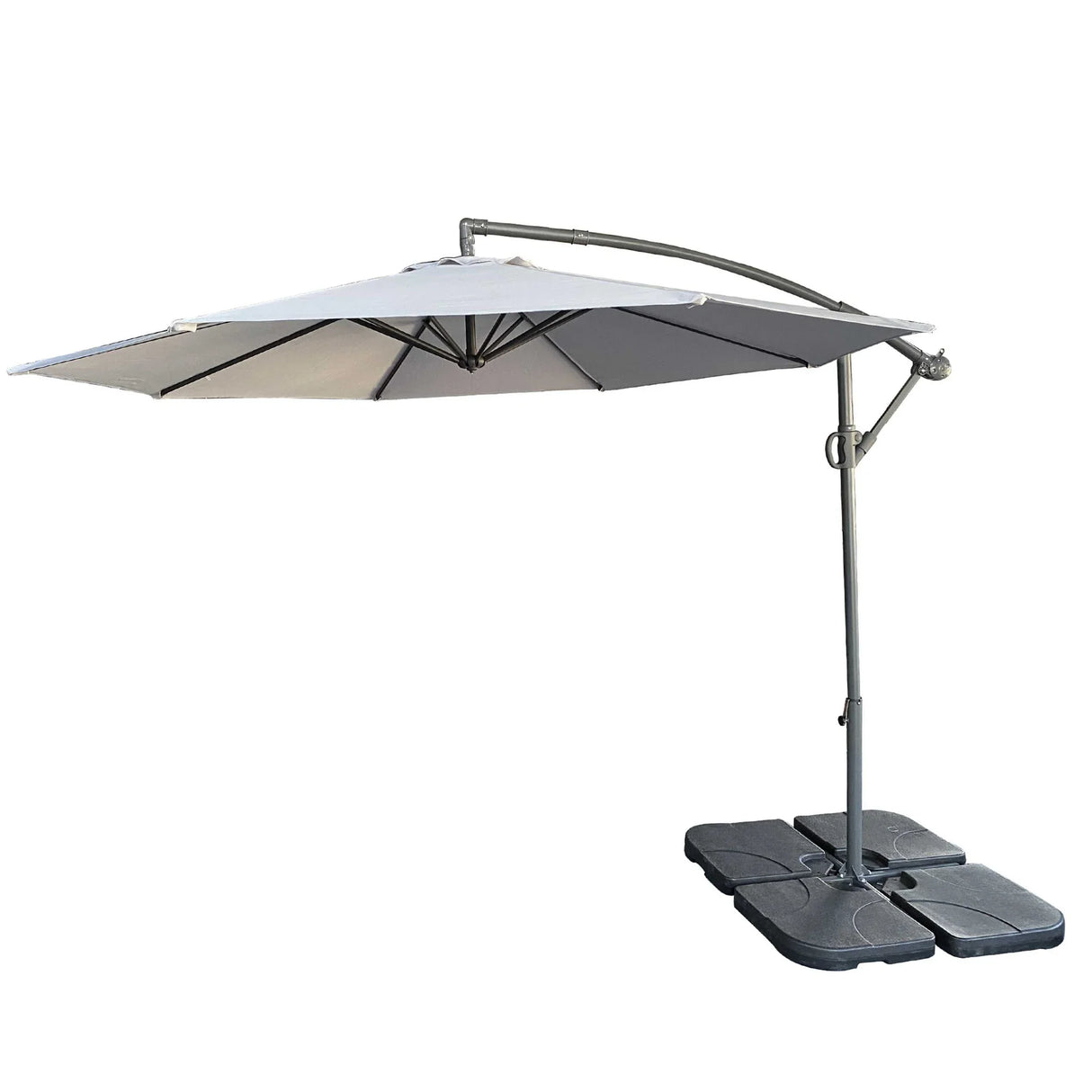10 Ft Offset Cantilever Patio Umbrella With Crank And Tilt Adjustment For Pool, Deck, And Garden - Gray - Furniture Home Direct