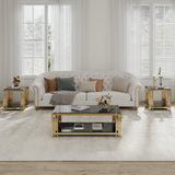 Side Table Polished Black Glass Top Gold Frame Gold - Furniture Home Direct