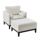 Farmhouse Upholstered Accent Chair With Ottoman, Reversible Lid Coffee Table - Furniture Home Direct