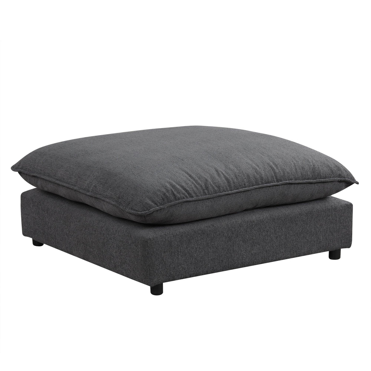 Chenille Cloud Sectional with Ottoman, Charging Ports and Three Back Pillows - Grey - Furniture Home Direct