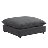 Chenille Cloud Sectional with Ottoman, Charging Ports and Three Back Pillows - Grey - Furniture Home Direct