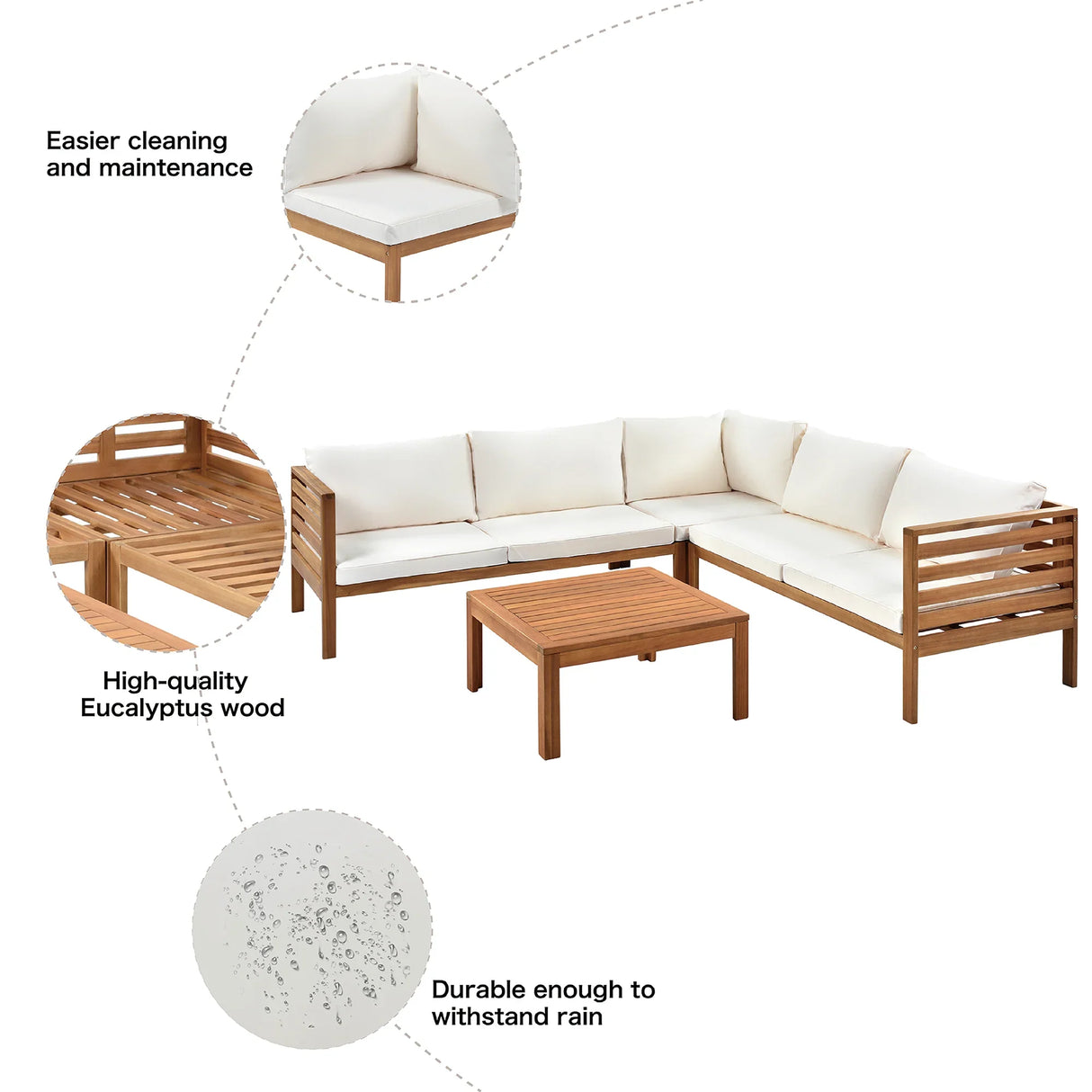 2 Piece Outdoor Sectional Set - Beige - Furniture Home Direct