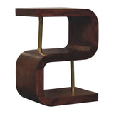 S Curve Brass Bedside Table - Dark Brown - Furniture Home Direct