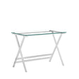 Transparent Glass Computer Desk With Rounded Edges, Tempered Glass Laptop Table - Clear - Furniture Home Direct