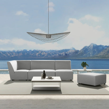 Cleo - Modular Upholstered Patio Ottoman Axroma Olefin - Furniture Home Direct
