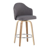 Ahoy - Mid-Century Modern Fixed Height Counter Stool With Zebra Legs / Round Chrome Footrest (Set of 2) - Gray - Furniture Home Direct