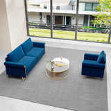 2 Piece Living room Set With Sofa and Chair, Velvet Blue - Furniture Home Direct