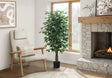 58" Tall, Artificial Plant, Ficus Tree, Indoor, Faux, Fake, Floor, Greenery, Potted, Decorative - Green / Black - Furniture Home Direct
