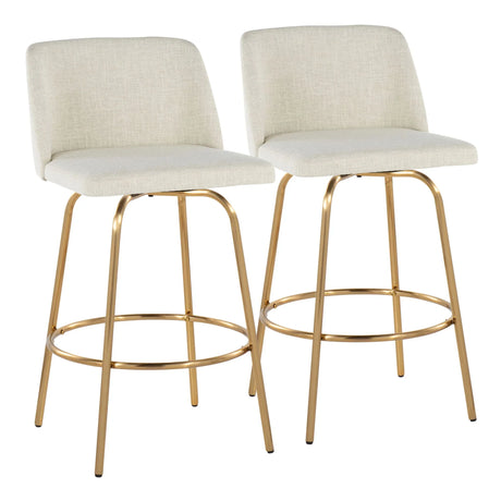 Toriano - Contemporary, Fixed Height Counter Stool With Swivel With Round Footrest (Set of 2) - Furniture Home Direct