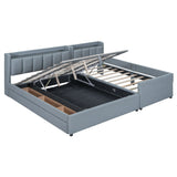 Platform Bed Upholstered Storage Hydraulic Drawers Gray - Furniture Home Direct