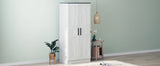 2-Door Wardrobe Armoire with LED and 4 Storage Shelves, Grey - Furniture Home Direct