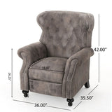 Accented Push Back Recliner Chair With Rolled Arms, Enjoy Cocooning Comfort
