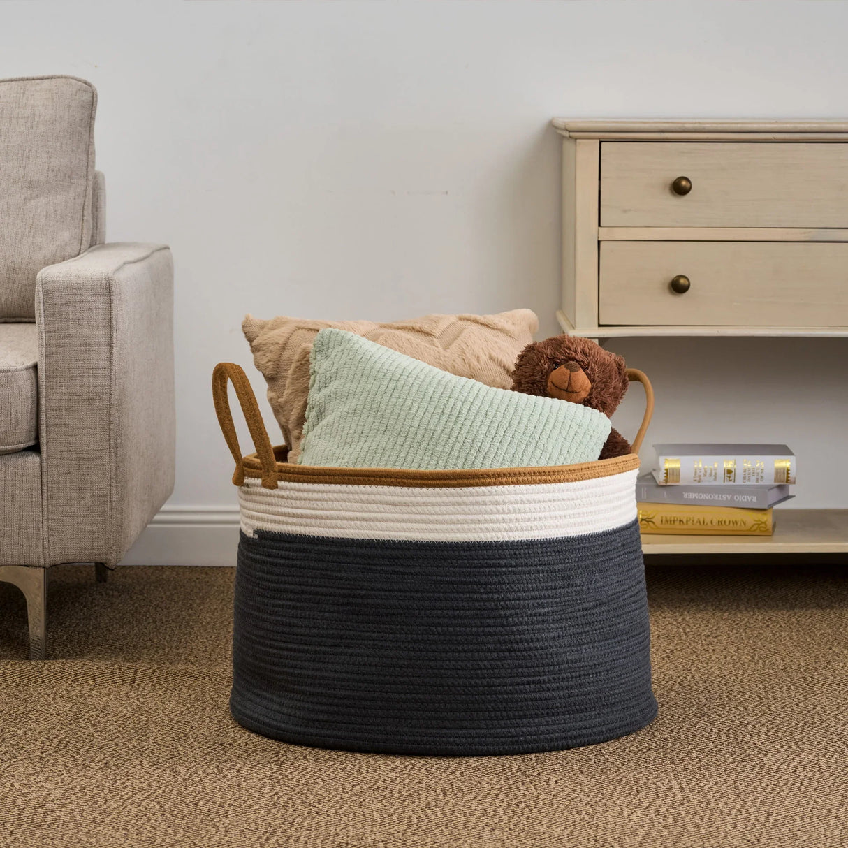 Francis - Cotton Round Laundry And Storage Basket - Furniture Home Direct