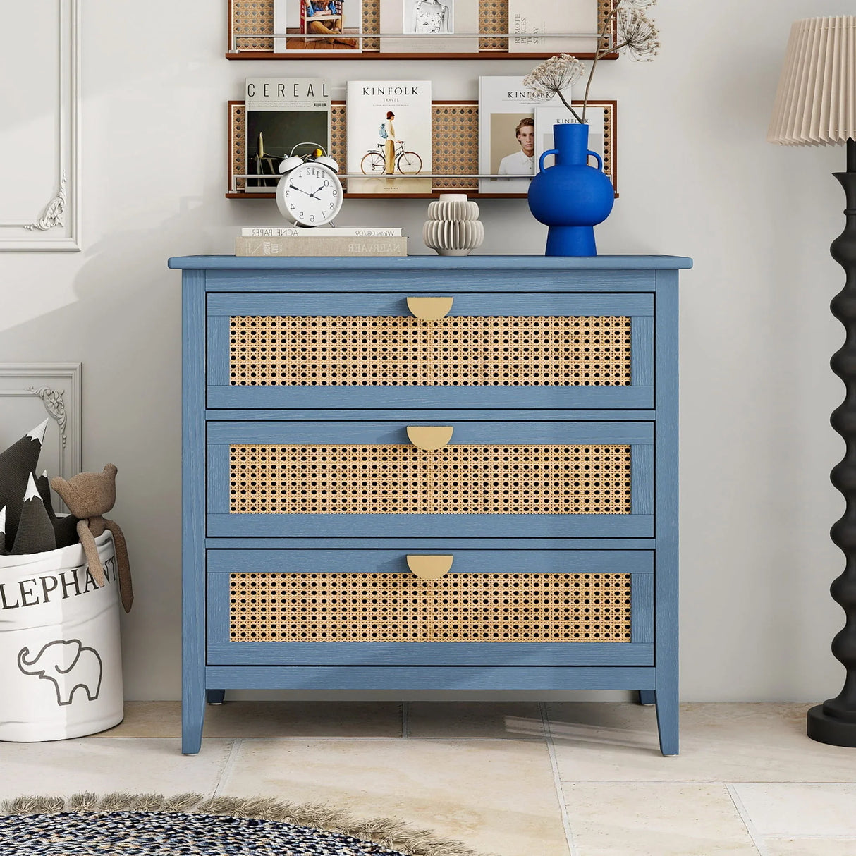 3 Drawer Cabinet, Natural Rattan, American Furniture - Furniture Home Direct