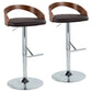 Grotto - Mid Century Modern Adjustable Height Barstool, Swivel With Straight T Footrest (Set of 2) - Furniture Home Direct