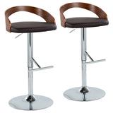 Grotto - Mid Century Modern Adjustable Height Barstool, Swivel With Straight T Footrest (Set of 2) - Furniture Home Direct