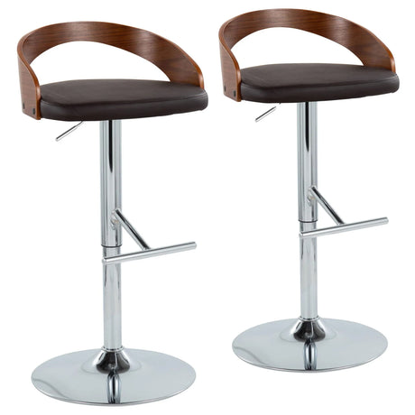 Grotto - Mid Century Modern Adjustable Height Barstool, Swivel With Straight T Footrest (Set of 2) - Furniture Home Direct