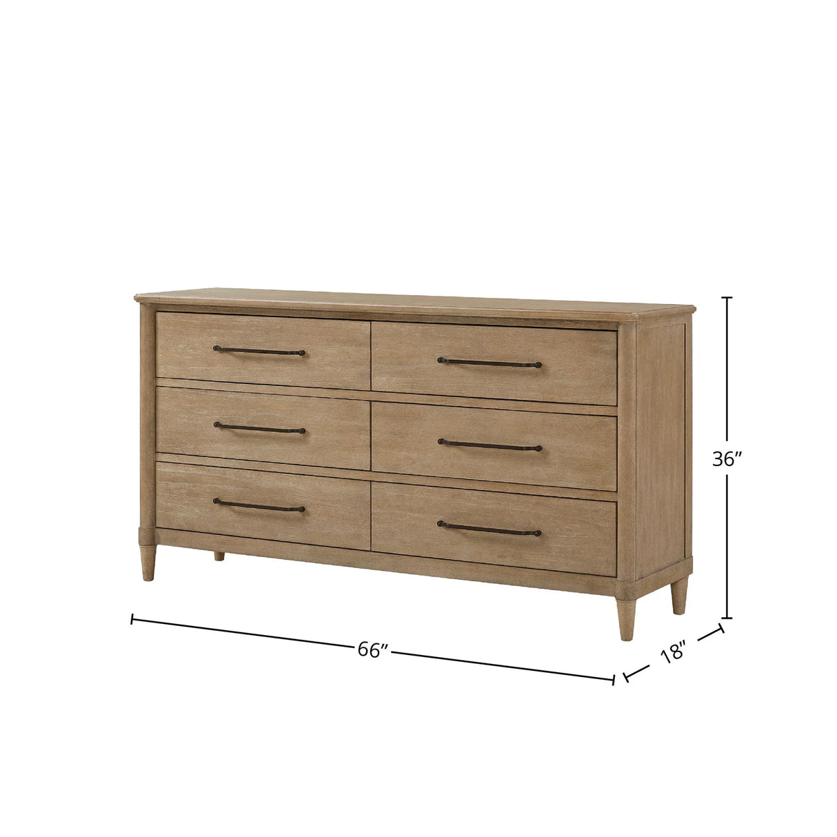 Casual 6 Drawer Dresser - Sand - Furniture Home Direct