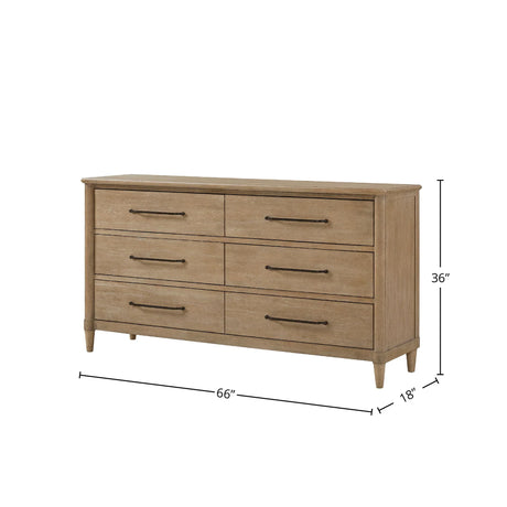 Casual 6 Drawer Dresser - Sand - Furniture Home Direct