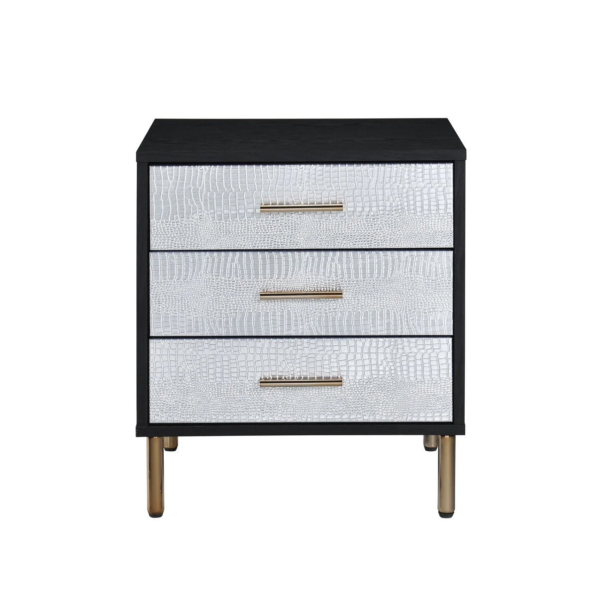 Myles - Nightstand - Black / Gold / Silver - Furniture Home Direct