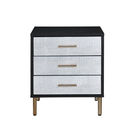 Myles - Nightstand - Black / Gold / Silver - Furniture Home Direct