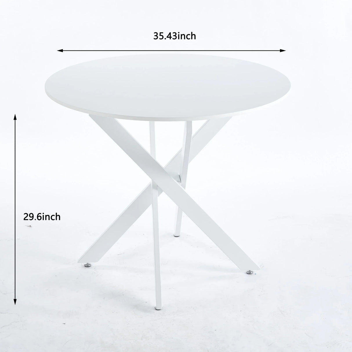 Mid-Century Dining Table For 4 - 6 People With Round MDF Table Top, Pedestal Dining Table, End Table Leisure Coffee Table, Cross Leg - Furniture Home Direct