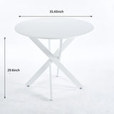 Mid-Century Dining Table For 4 - 6 People With Round MDF Table Top, Pedestal Dining Table, End Table Leisure Coffee Table, Cross Leg - Furniture Home Direct