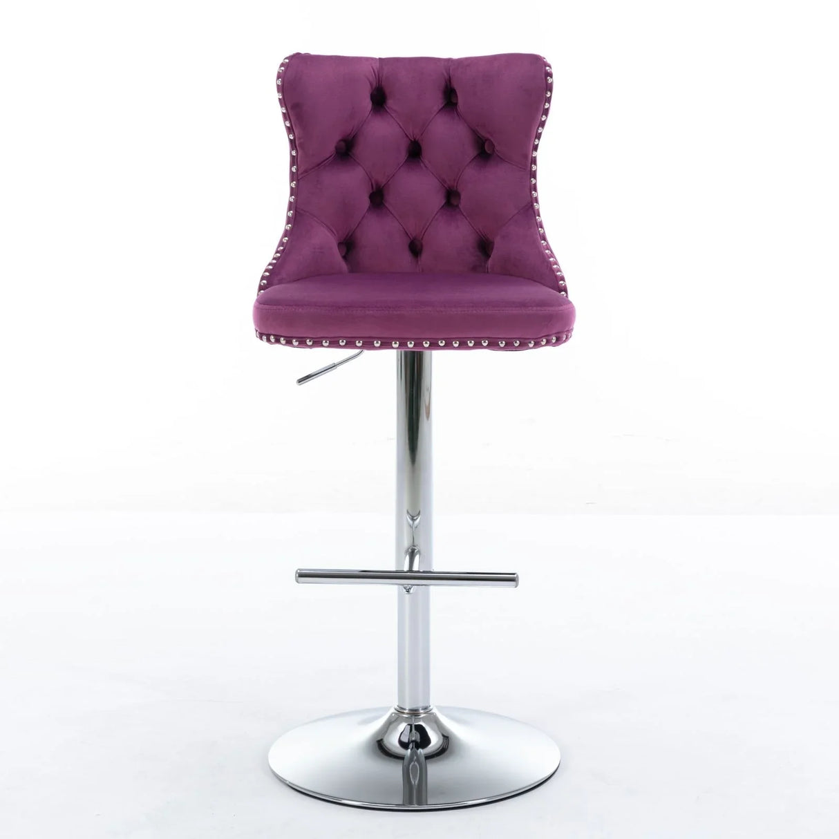Swivel Velvet Barstools Adjusatble Seat Height From 25-33", Modern Upholstered Chrome Base Bar Stools With Backs Comfortable Tufted For Home Pub And Kitchen Island (Set of 2) - Furniture Home Direct
