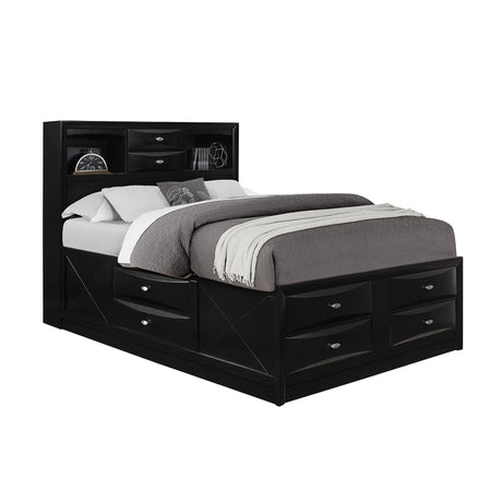 Lucille - 5 Piece Bedroom Set With Storage Drawers And Bookcase Headboard - Furniture Home Direct