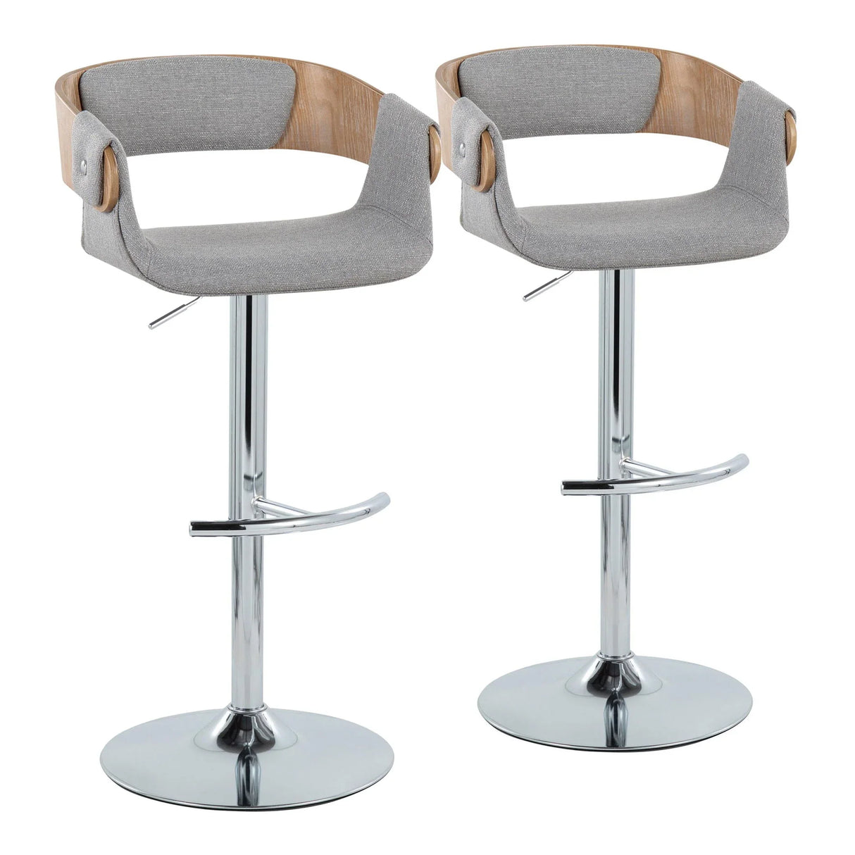 Elisa - Mid Century Modern Adjustable Barstool With Swivel With Rounded T Footrest (Set of 2) - Furniture Home Direct