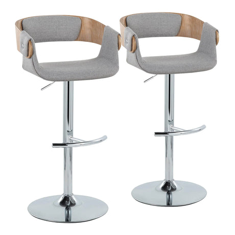 Elisa - Mid Century Modern Adjustable Barstool With Swivel With Rounded T Footrest (Set of 2) - Furniture Home Direct