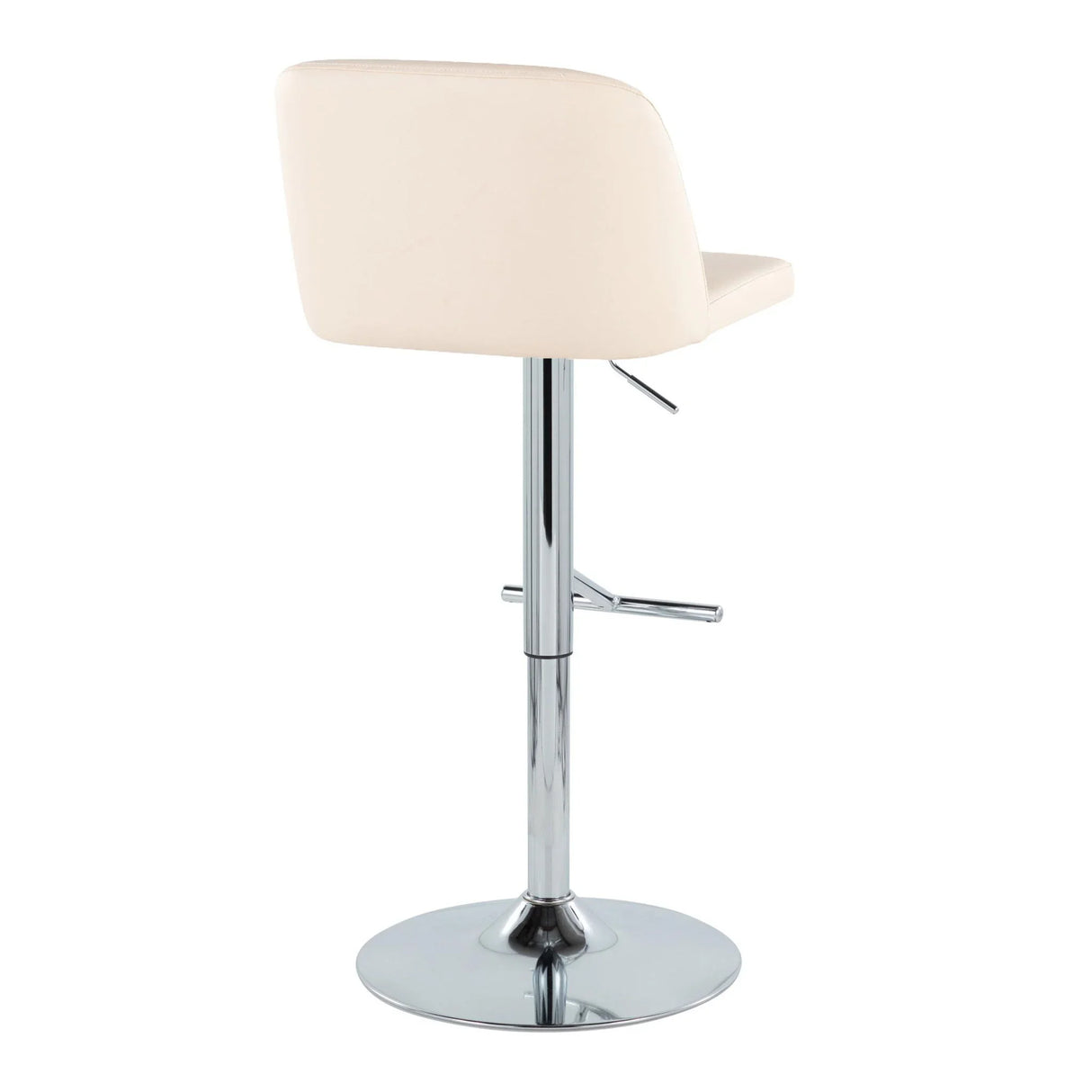 Toriano - Contemporary Adjustable Barstool With Swivel With Straight T Footrest (Set of 2) - Cream / Chrome - Furniture Home Direct