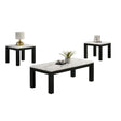Modern 3 Piece Living Room Table Set With Faux Marble Top Wooden - Black / White - Furniture Home Direct