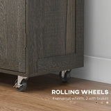 Homcom - Triple-Cabinet Rolling Kitchen Island On Wheels, Kitchen Cart With Storage Shelf Adjustment, Rolling Utility Cart With Wood Top, Towel Rack, Big Drawer - Distressed Brown - Furniture Home Direct