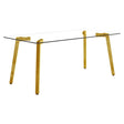 Minimalist Rectangular Dining Table With Transparent Glass Top And Metal Legs - Furniture Home Direct