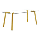 Minimalist Rectangular Dining Table With Transparent Glass Top And Metal Legs - Furniture Home Direct