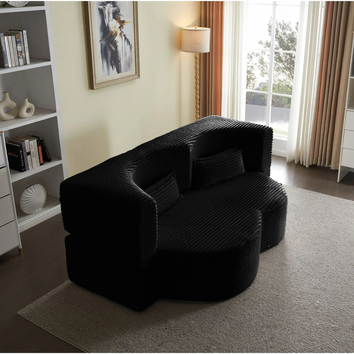 Floor Convertible Sleeper Sofa Bed With 2 Pillows - Furniture Home Direct