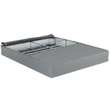 Queen Bed Foundation Foldable Steel Sturdy Platform Grey - Furniture Home Direct
