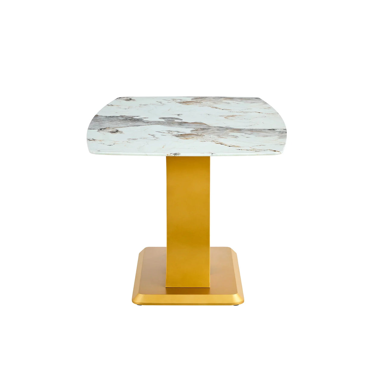 Modern Minimalist Dining With Imitation Marbled Glass Tabletop - Furniture Home Direct