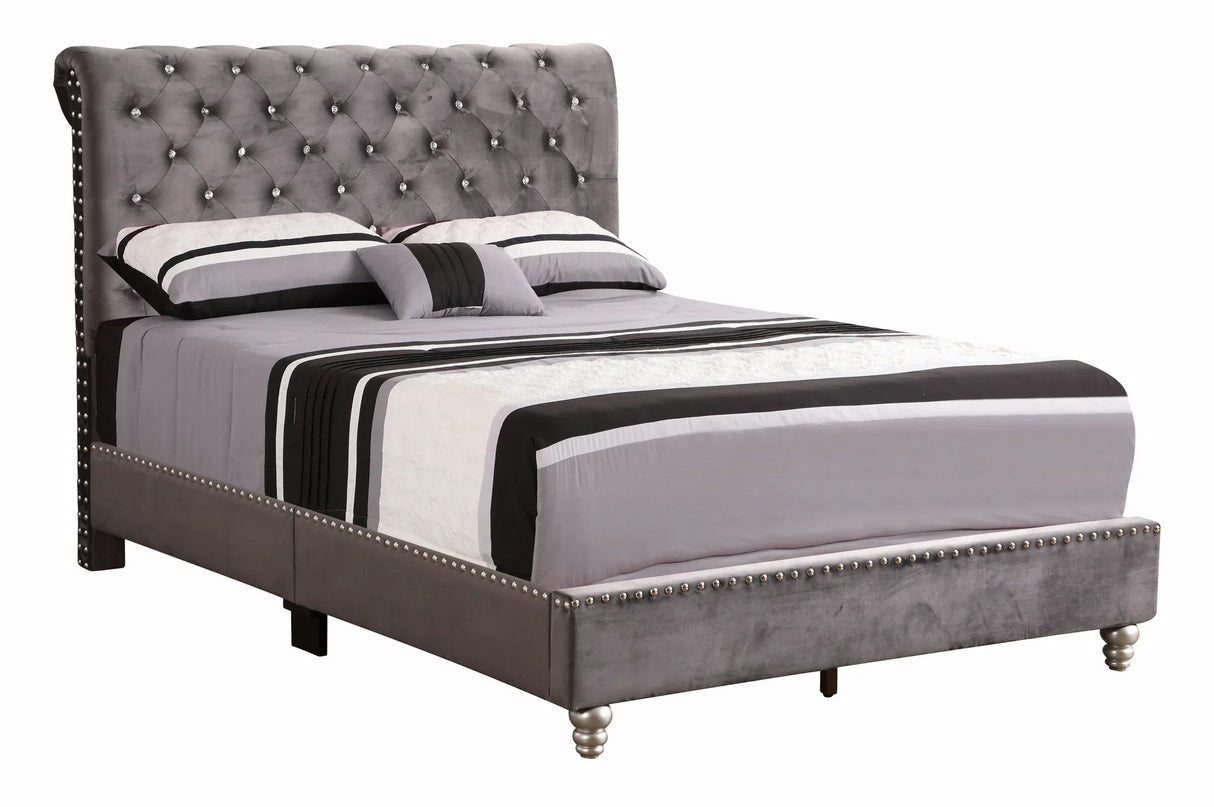Elegant Transitional Upholstered Bed - Furniture Home Direct