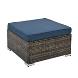 4 Piece Outdoor Sectional Set With Tempered Glass Coffee Table - Blue - Furniture Home Direct