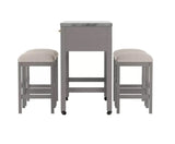 Counter Height Dining Island Set With Storage Stools Beige - Furniture Home Direct