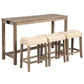 4 Piece Bar Table Set With Power Outlet, 3 Padded Stools - Furniture Home Direct