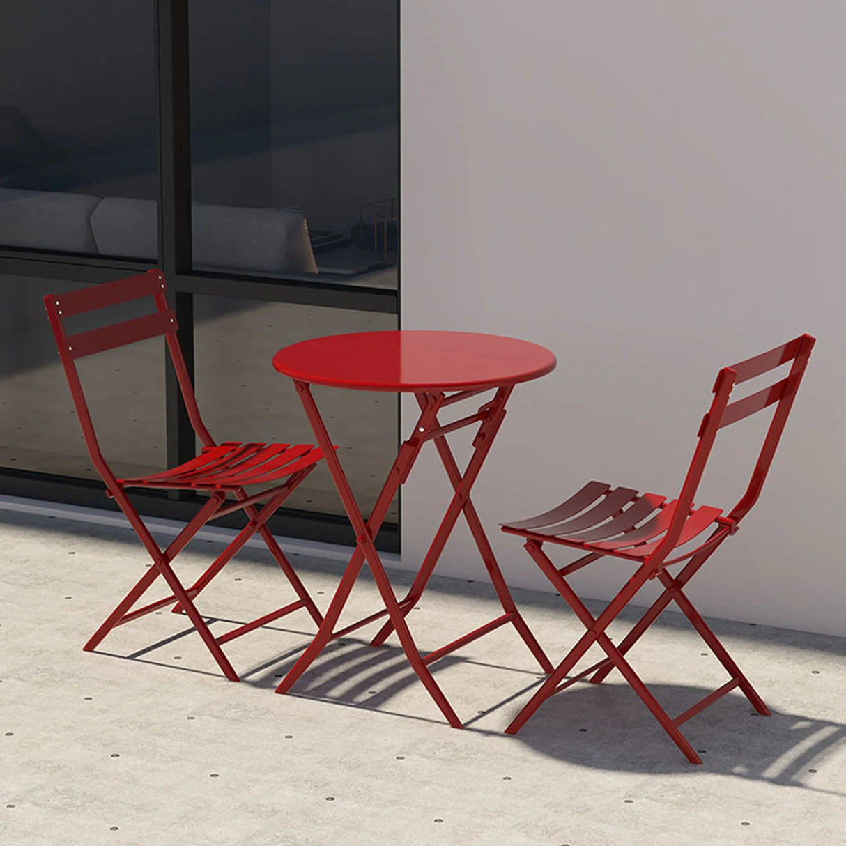 3 Piece Patio Bistro Set Of Foldable Round Table And Chairs - Furniture Home Direct