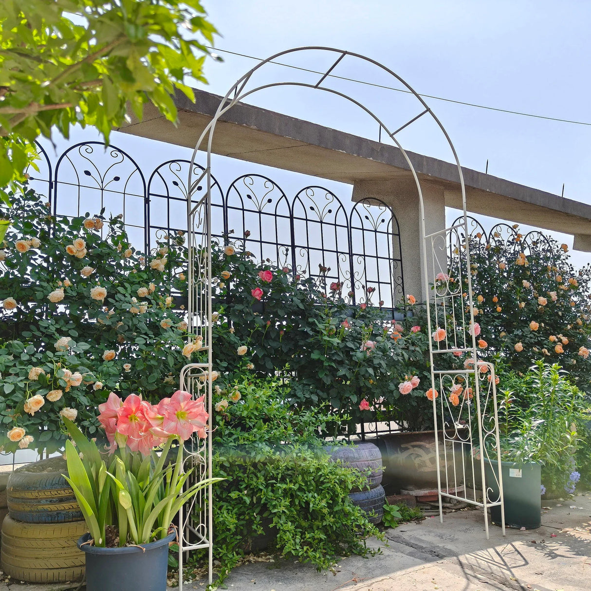 Metal Garden Arch Garden Arbor Trellis Climbing Plants Support Rose Arch Outdoor Arch - Furniture Home Direct