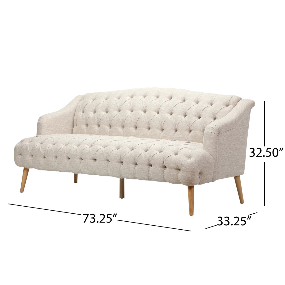 Sturdy Velvet Sofa - Beige - Furniture Home Direct