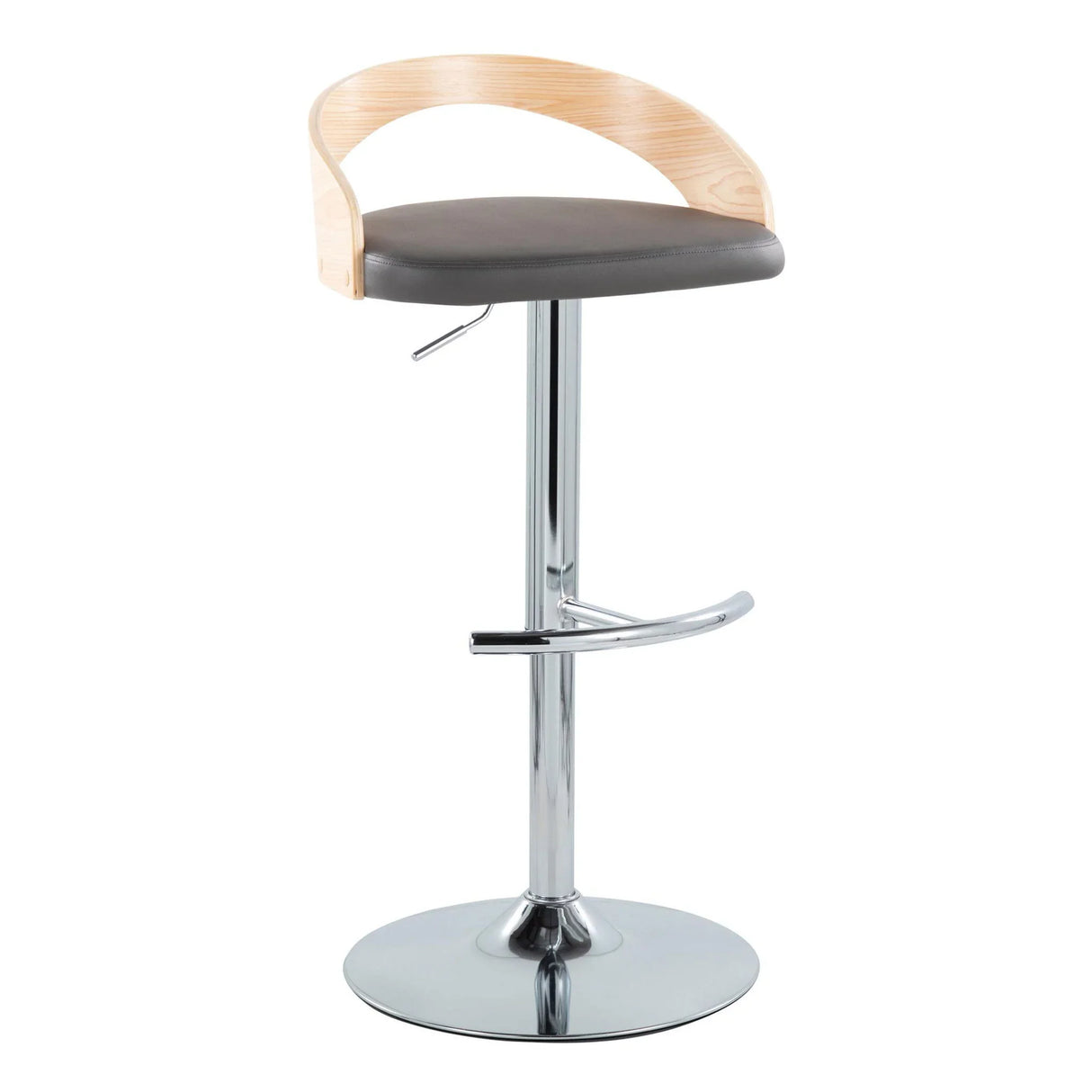 Grotto - Contemporary Adjustable Barstool, Swivel With Rounded T Footrest (Set of 2) - Furniture Home Direct